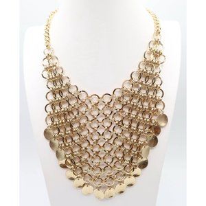 CHICOS Cassie Gold Tone Chain Link Bib Statement Necklace NWT 22.5"